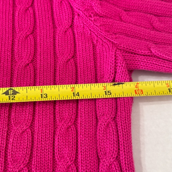 TALBOTS SWEATER. PETITE SMALL HOT PINK CABLE KNIT SWEATER. GREAT CONDITION - Picture 15 of 16